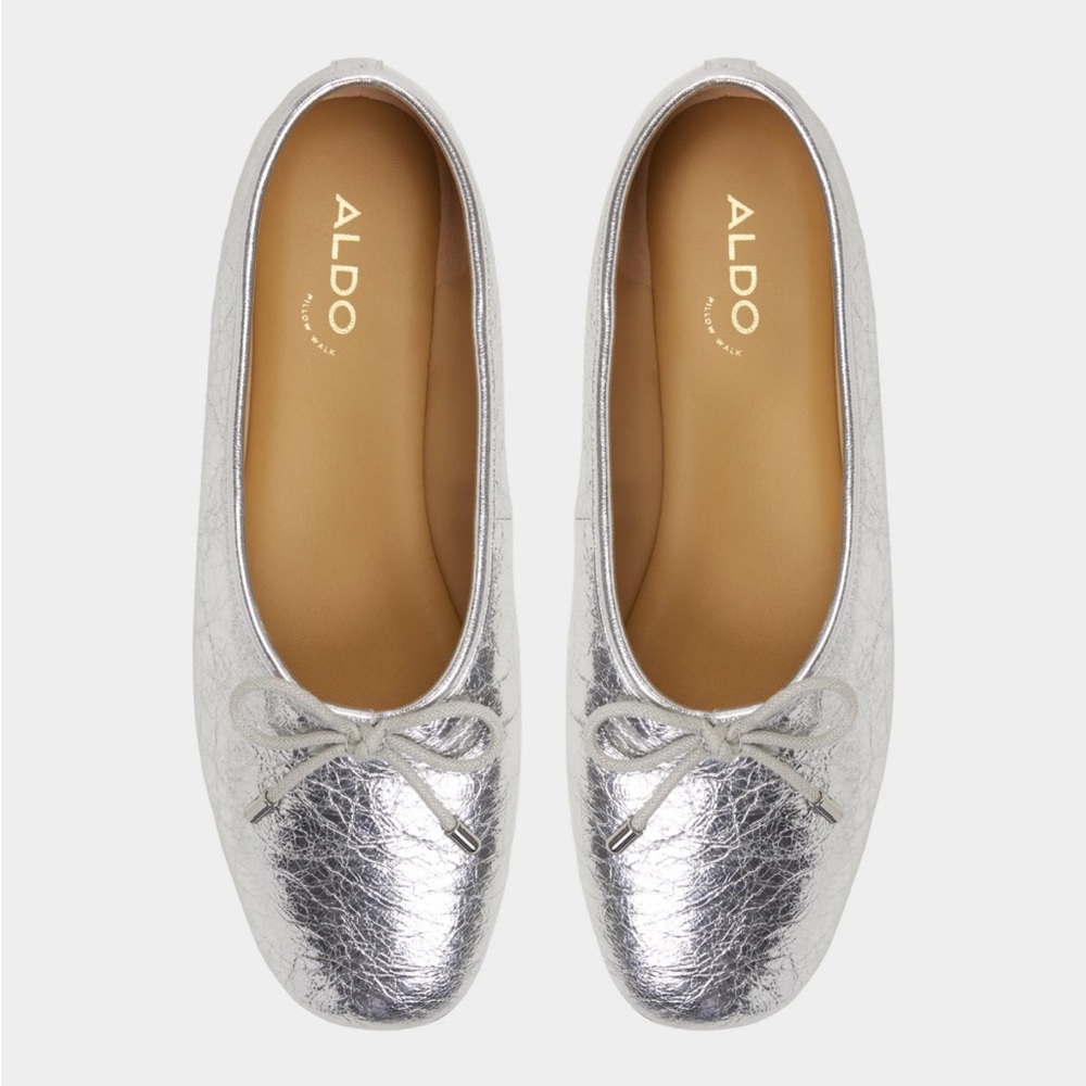 ALDO silver metallic ballet flats NIB